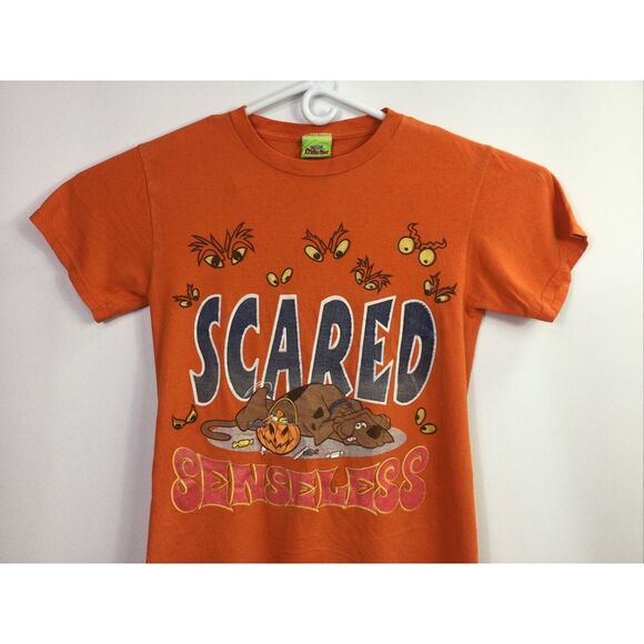 Vintage Scooby Doo T Shirt Size S Scared Senseless Single Stitch‎ Graphic Orange